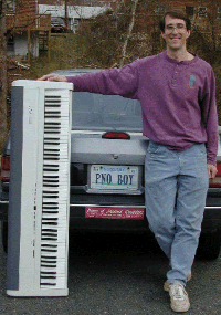Photo of Dave with his Roland FP8 and Cookie Mazda.